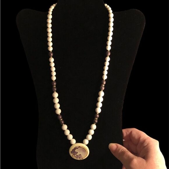 Vintage Floral Beaded Necklace 24” - Picture 1 of 5